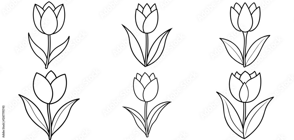 Tulip flower Coloring Page Printable Line Art Drawing Stock Vector ...