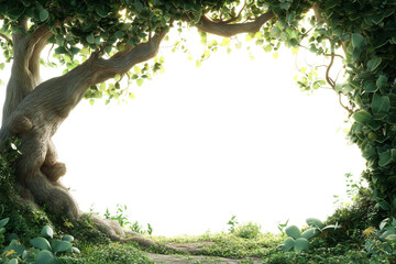  a green tree frame isolated on a transparent background