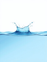 Aufkleber - A Calm Blue Water Scene Features A Gentle Splash And Wave Pattern With Individual Droplets Against A Pure White Background. 00002