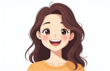 Poster - A Cheerful Young Woman Is Depicted With A Happy Face, Isolated On A Clean White Background. 00002