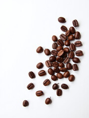 Poster - A Collection Of Coffee Beans Is Arranged Neatly On A Clean And Minimalist White Background For Display. 00001