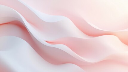 Leinwandbilder - Soft curves and gentle waves create an abstract textile pattern in light pink and white hues. Generative AI