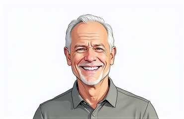 Aufkleber - A Senior Man Is Smiling And Looking Happy In A Studio Portrait With A Plain White Background. 00001