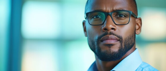 Sticker - Close up of a serious Businessman with Glasses