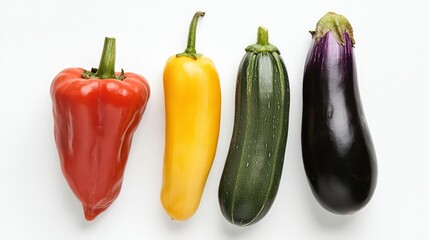 Poster - Colorful Vegetables On White Background. Possible Use Stock photo for food articles, cooking blogs, or healthy recipes