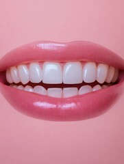 Poster - Before and after teeth whitening transformation with bright smile showcased in clean background. Generative AI