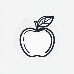Poster - Simple black line art apple graphic, isolated on light background. Possible use Educational material, icon design, simple illustration