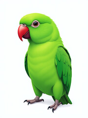 Aufkleber - A Vibrant Green Parrot Is Isolated Against A Clean White Background In This Simple Yet Striking Portrait Image. 00001