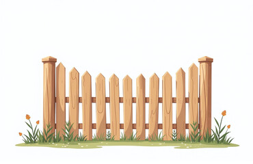 Poster - A Wooden Fence Stands Alone Against A Plain White Background With No Visible Features Nearby To Provide Context. 00001