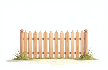Poster - A Wooden Fence Stands Alone Against A Plain White Background With No Visible Features Nearby To Provide Context. 00002