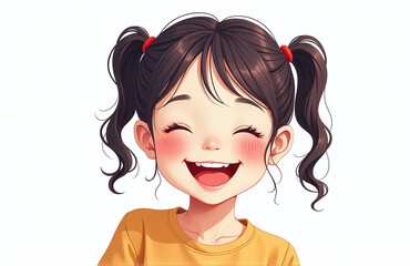 Poster - A Young Girl With A Joyful Smile Is The Subject Of This Colorful Portrait, Set Against A Simple White Background. 00002