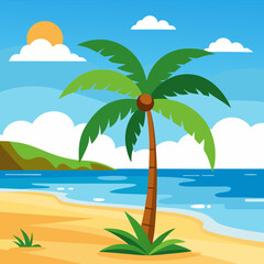 Wall Mural - palm tree on the beach