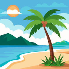 Wall Mural - tropical beach with palm trees