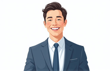 Aufkleber - Businessman In Suit Smiles Happily Against A Clean White Background In An Isolated Professional Photo Setting. 00001
