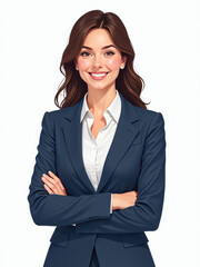 Aufkleber - Businesswoman In A Suit Smiles Warmly, Isolated Against A Clean And Simple White Background. 00001