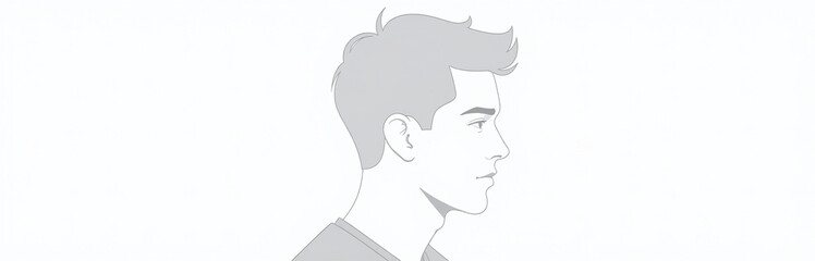 Poster - Handsome Man With Short Haircut Viewed From Side In Isolation Against Clean White Background. 00002