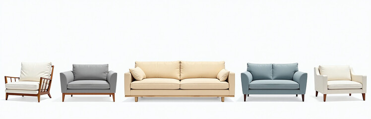 Poster - Modern Sofa Designs Are Showcased In A Collective Display Against A Neutral White Backdrop For Easy Visual Comparison And Selection. 00002