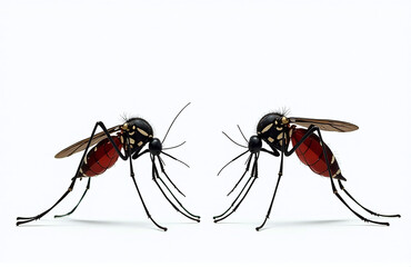 Aufkleber - Mosquitoes Stand Isolated In A Simple Design With A White Background, Depicted As A Single Png Image File. 00001