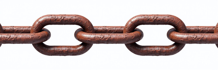 Poster - Rusty Chain Isolated Against A Clean White Background Highlighting Its Age And Wear. 00002