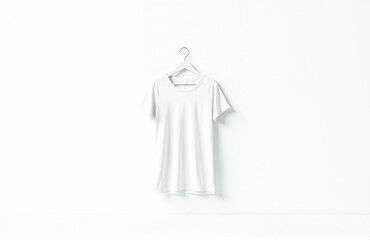 Poster - Simple White Garment Stands Alone On A Blank White Background Waiting For Design Or Wear. 00001