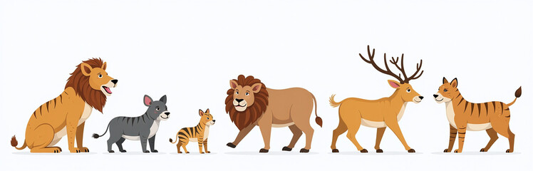 Poster - Wild Animals Isolated Against A Plain White Background, Cut Out In Isolation With A Clear Focus On Each Creature Individually. 00001