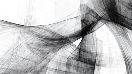 Wall Mural - Abstract grayscale flowing lines, wave pattern.