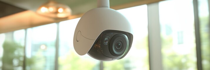 Poster - Video camera with motion detection capabilities capturing activity in well-lit environment