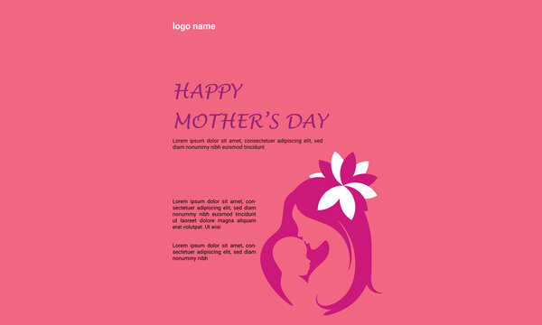 Mother's day greeting card mom and kid , Happy mother's day