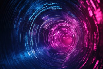 Poster - Dynamic digital swirl design showcasing vibrant colors and data patterns