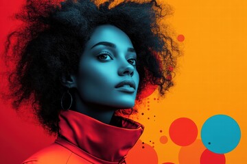Poster - Vibrant promotional design with a modern artistic portrayal of a confident model