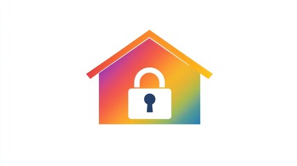 Poster - Colorful house security icon for web use
