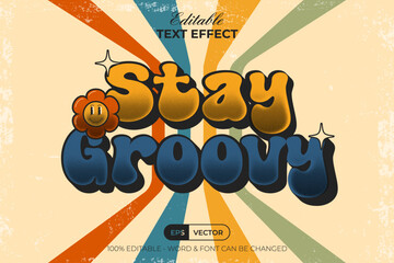 Poster - vintage text effect groovy style. editable text effect.