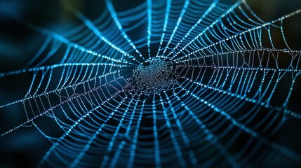 detailed spider web closeup showing fine tangled threads natural sticky silk net and arachnid design on black background insect trap texture pattern
