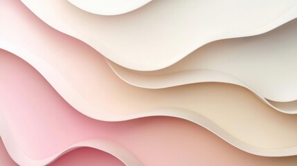 Leinwandbilder - Soft pastel paper waves create a calming visual texture in gentle shades of pink and cream. Generative AI