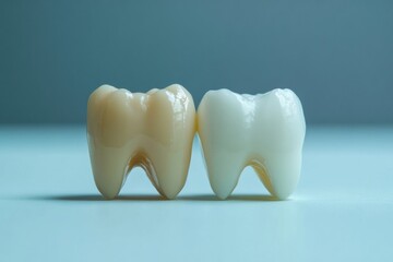 Poster - Comparison of teeth before and after whitening treatment shows dramatic improvement in brightness and appearance. Generative AI