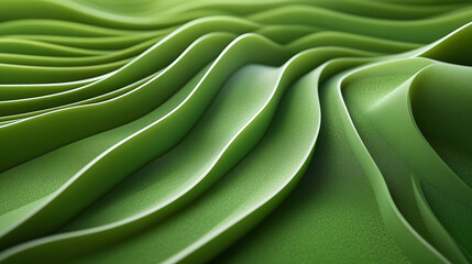 Poster - Abstract green waves. A flowing landscape of verdant curves with organic shapes. Ideal background for eco-friendly or natural product presentations.