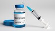 © Media Srock - Syringe and vial with blue testosterone injection solution nearby