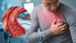 © Media Srock - Man experiences chest pain with blockage in blood vessel
