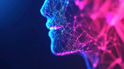 Poster - Abstract face, digital art, profile view, vibrant colors, graphic design, possible use as background
