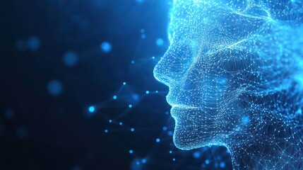 Poster - Abstract digital profile of a face, futuristic, technology,  background