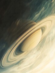 Poster - Exploration of Saturns majestic rings and atmospheric patterns captured from space with stunning clarity and detail. Generative AI