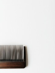 Fototapete - Close up of a wooden comb showcasing hair strands with ample space for personalized text. Generative AI