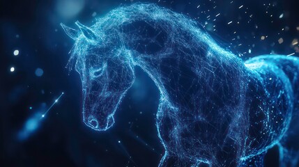 Aufkleber - Abstract horse silhouette, digital art, futuristic, digital painting, background, dark, trendy, use for design elements, wallpaper, cover