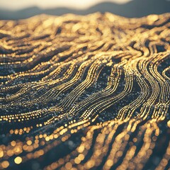 Aufkleber - Golden Data Stream Abstract Background