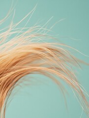 Poster - Frayed hair tips showcasing split ends against a soft pastel background with ample space for added text or branding. Generative AI