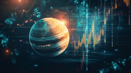 Leinwandbilder - Futuristic planet in data analysis