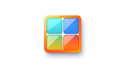 Fototapete - Colorful app icon, four squares, white background, software interface