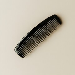 Aufkleber - Black comb placed on a smooth beige surface for hairstyling and grooming purposes in a minimalist setting. Generative AI