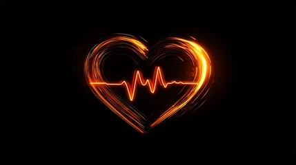 Poster - A stylized heart exhibiting a striking pulse line through captivating flames, serving as a powerful symbol of emotional depth and human connection in an energetic visual narrative.