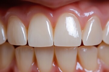 Poster - Close up view of teeth showcasing before and after results from whitening treatment. Generative AI